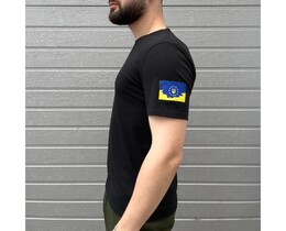 Фото - Хлопковая патриотическая футболка с флагом UA та EU - Men box
