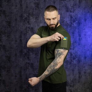 Фото - Однотонна футболка Pobedov Peremoga військова кольору хакі - Men box