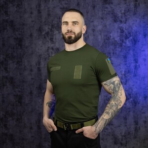 Фото - Однотонна футболка Pobedov Peremoga військова кольору хакі - Men box