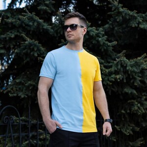 Фото - Желто-голубая футболка Pobedov хлопковая Segmentation В2 - Men box