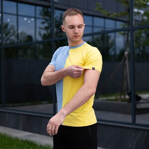 Фото - Желто-голубая футболка Pobedov хлопковая Segmentation В2 - Men box
