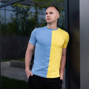 Фото - Желто-голубая футболка Pobedov хлопковая Segmentation В2 - Men box