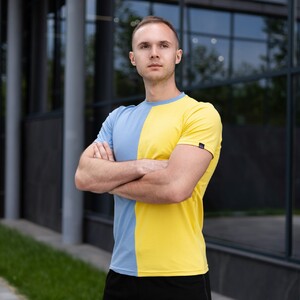 Фото - Желто-голубая футболка Pobedov хлопковая Segmentation В2 - Men box
