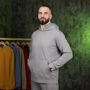 Фото - Кофта с капюшоном Pobedov 001 стального цвета - Men box