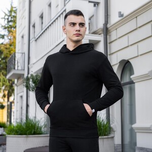 Фото - Базове чорне худі Pobedov 97 (двонитка) без начісу - Men box