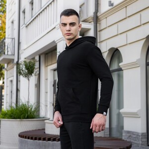 Фото - Базове чорне худі Pobedov 97 (двонитка) без начісу - Men box