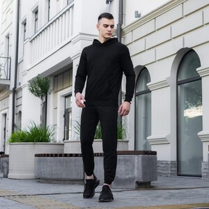 Фото - Базове чорне худі Pobedov 97 (двонитка) без начісу - Men box