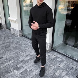 Фото - Базове чорне худі Pobedov 97 (двонитка) без начісу - Men box