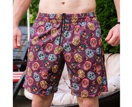 Фото - Пляжні шорти з черепами Pobedov Vocation Cherepy Burgundy - Men box
