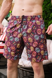 Фото - Пляжні шорти з черепами Pobedov Vocation Cherepy Burgundy - Men box