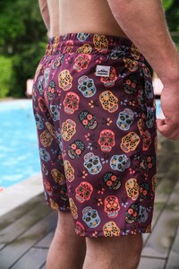 Фото - Пляжні шорти з черепами Pobedov Vocation Cherepy Burgundy - Men box