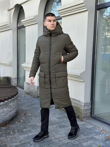 Фото - Чоловіча куртка-пальто Pobedov Tank кольору хакі - Men box