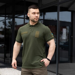 Фото - Военная футболка поло Pobedov Loft цвета хаки - Men box