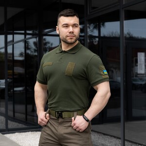 Фото - Военная футболка поло Pobedov Loft цвета хаки - Men box
