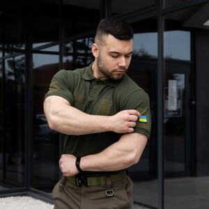 Фото - Военная футболка поло Pobedov Loft цвета хаки - Men box