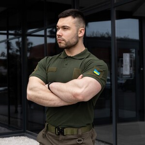 Фото - Военная футболка поло Pobedov Loft цвета хаки - Men box