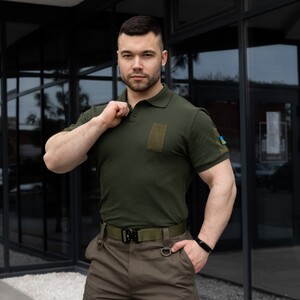Фото - Военная футболка поло Pobedov Loft цвета хаки - Men box