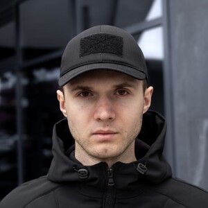 Фото - Однотонна тактична кепка Pobedov у чорному кольорі - Men box