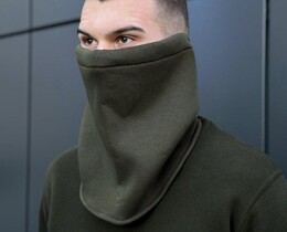 Фото - Чоловічий шарф-хомут кольору хакі Pobedov трикотажний - Men box