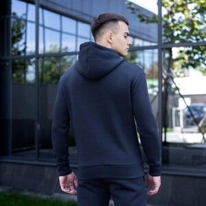 Фото - Тепле темно-синє худі Pobedov "Герб України" - Men box