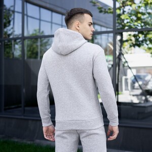 Фото - Базовое теплое худи от Pobedov цвета серый меланж - Men box