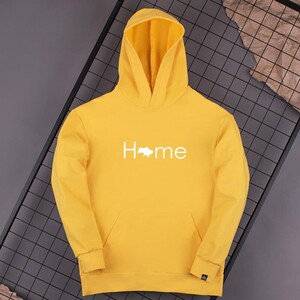 Фото - Жовте всесезонне худі Pobedov з білим принтом "HOME" - Men box