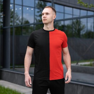 Фото - Черно-красная футболка Pobedov Segmentation В2 хлопковая - Men box
