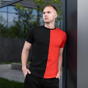 Фото - Черно-красная футболка Pobedov Segmentation В2 хлопковая - Men box