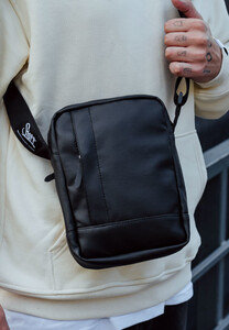 Фото - Сумка барсетка через плечо черная Staff leather black - Men box