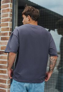 Фото - Футболка однотонная серая Staff dark gray oversize - Men box