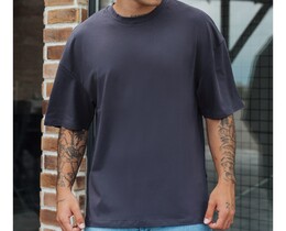 Фото - Футболка однотонная серая Staff dark gray oversize - Men box