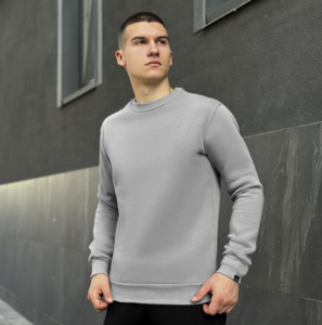 Фото - Світшот на флісі Pobedov "007" однотонний сталевого кольору - Men box