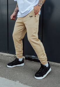 Фото - Спортивные штаны хлопковые бежевые Staff beige logo - Men box