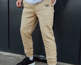 Фото - Спортивные штаны хлопковые бежевые Staff beige logo - Men box
