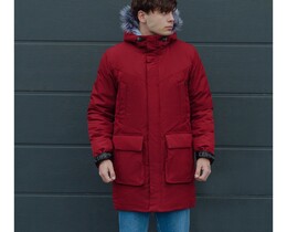 Фото - Зимняя парка бордового цвета Staff sha bordo - Men box