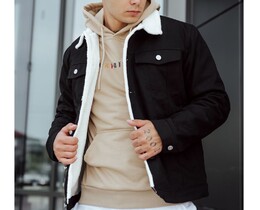 Фото - Черная джинсовая куртка с мехом Staff al black - Men box