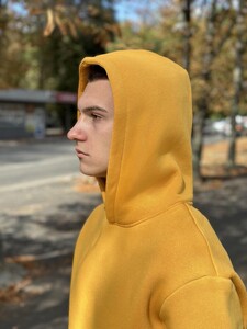 Фото - Зимове однотонне худі Pobedov 008 жовтого кольору - Men box