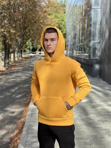 Фото - Зимове однотонне худі Pobedov 008 жовтого кольору - Men box