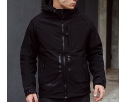Фото - Однотонная черная куртка Staff cu soft shell black - Men box