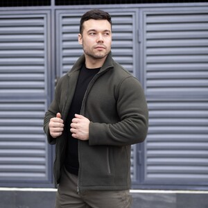 Фото - Флісова кофта від бренду Pobedov Voin кольору хакі - Men box