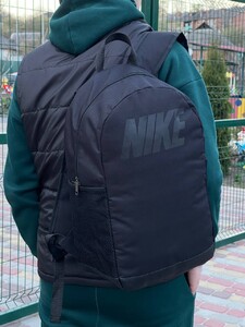 Фото - Стильний рюкзак з поліестеру чорний з брендованим лого - Men box