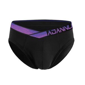 Фото - Чоловічі бріфи Adannu чорного кольору із синьою резинкою - Men box