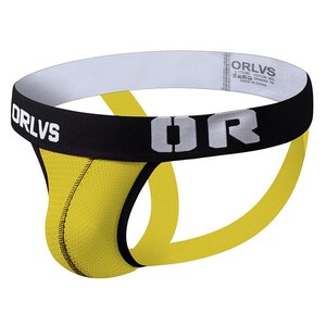 Фото - Чоловічі джоки ORLVS жовтого кольору з чорним поясом - Men box