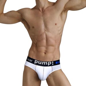 Фото - Чоловічі бріфи Pump білого кольору з чорною резинкою - Men box