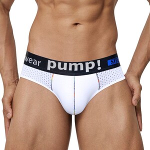 Фото - Чоловічі бріфи Pump білого кольору з чорною резинкою - Men box