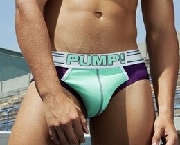 Фото - Мужские брифы Pump бирюзовые с фиолетовыми вставками - Men box
