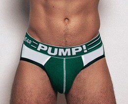 Фото - Брифы Pump темно-зеленого цвета с белыми вставками - Men box