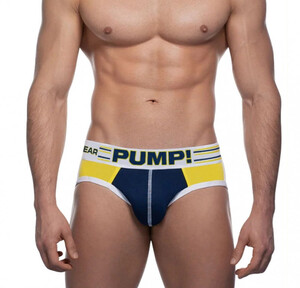Фото - Бріфи Pump темно-синього кольору із жовтими вставками - Men box
