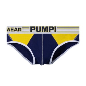 Фото - Бріфи Pump темно-синього кольору із жовтими вставками - Men box