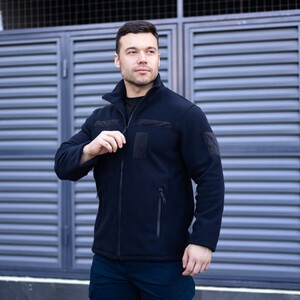 Фото - Кофта на флісі з липучками від Pobedov Voin темно-синього кольору - Men box